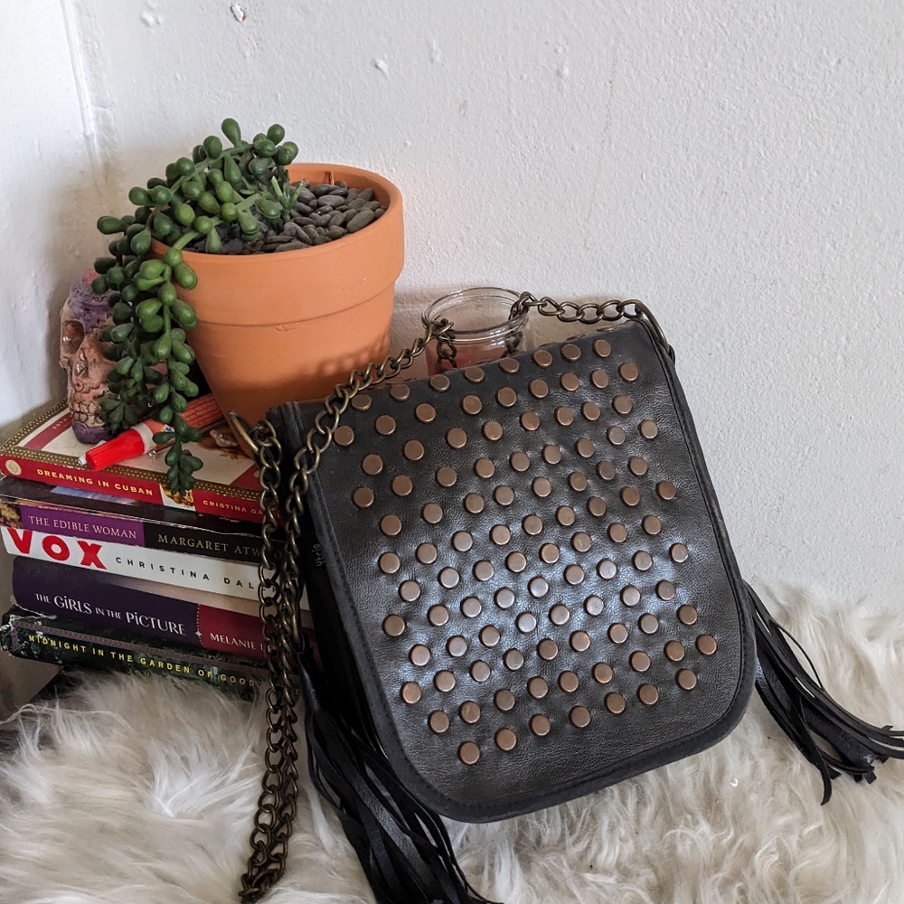 Dark Brown Leather Fringe Crossbody Bag - Picture 3 of 6